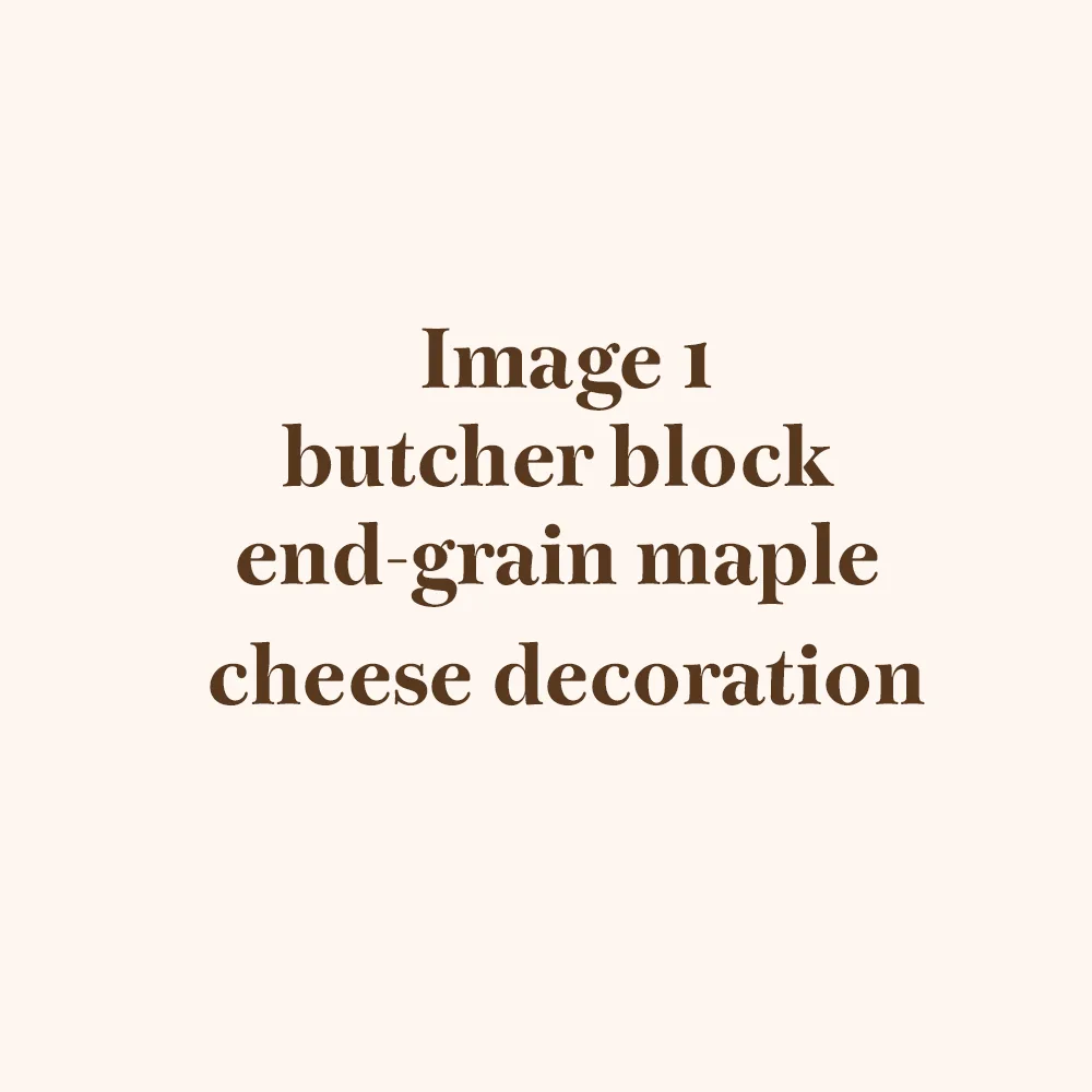 Maple butcher block with cheese image inlay in walnut wood